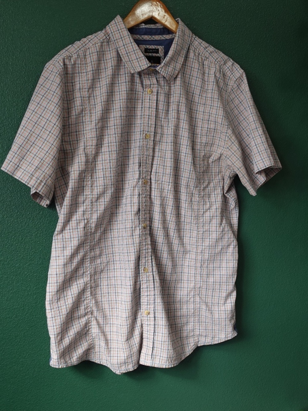 prAna Shirt Mens XLG Brown Plaid Slim Casual Button Up Short Sleeve